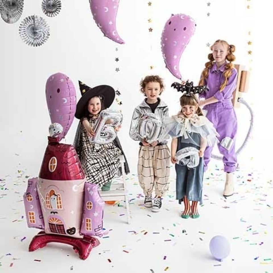 image 1 of Halloween Pink Haunted House Air Fill Foil Giant Balloon 94cm / 37 in