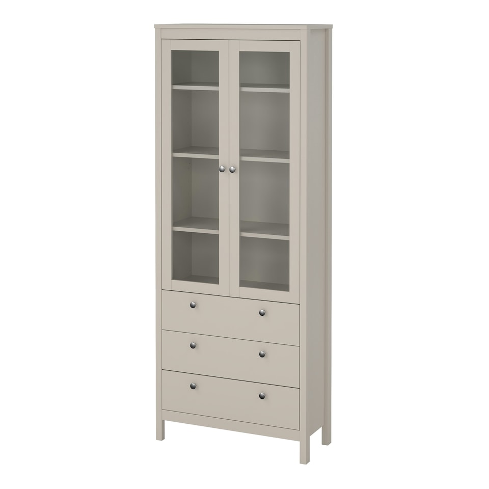 image 1 of Madrid China Cabinet 2 Glass Doors with 3 Drawers in Cashmere N/A