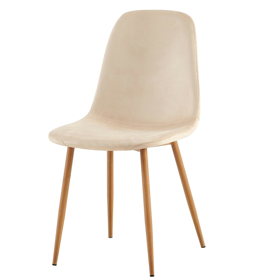 image 1 of Luxe Dining Chair 2pc Cobbleston Wood Printed Coating Cream