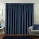 image 5 of Oxford Navy Velvet Curtains 46 x 54 inch (117 x 137 cm) 100% Blackout Pencil Pleat Thermal Noise Reducing Curtains for Bedroom and Living Room
