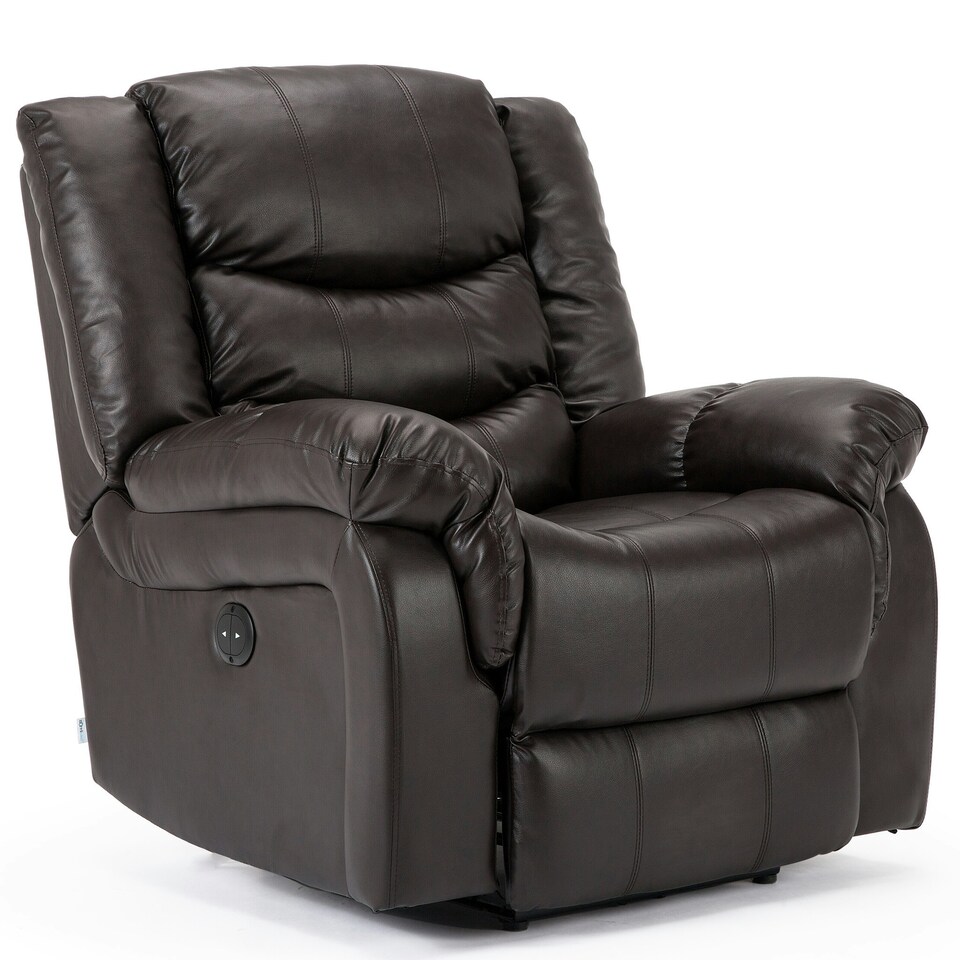 image 1 of Chester Electric Bonded Leather Automatic Recliner Heat & Massage Chair (Brown)