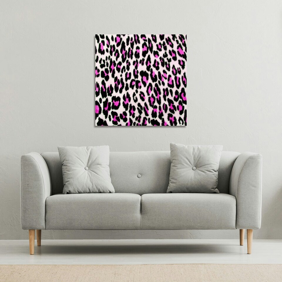 image 1 of Pink Fluffy Leopard (Canvas Print) 77 x 77 x 4cm
