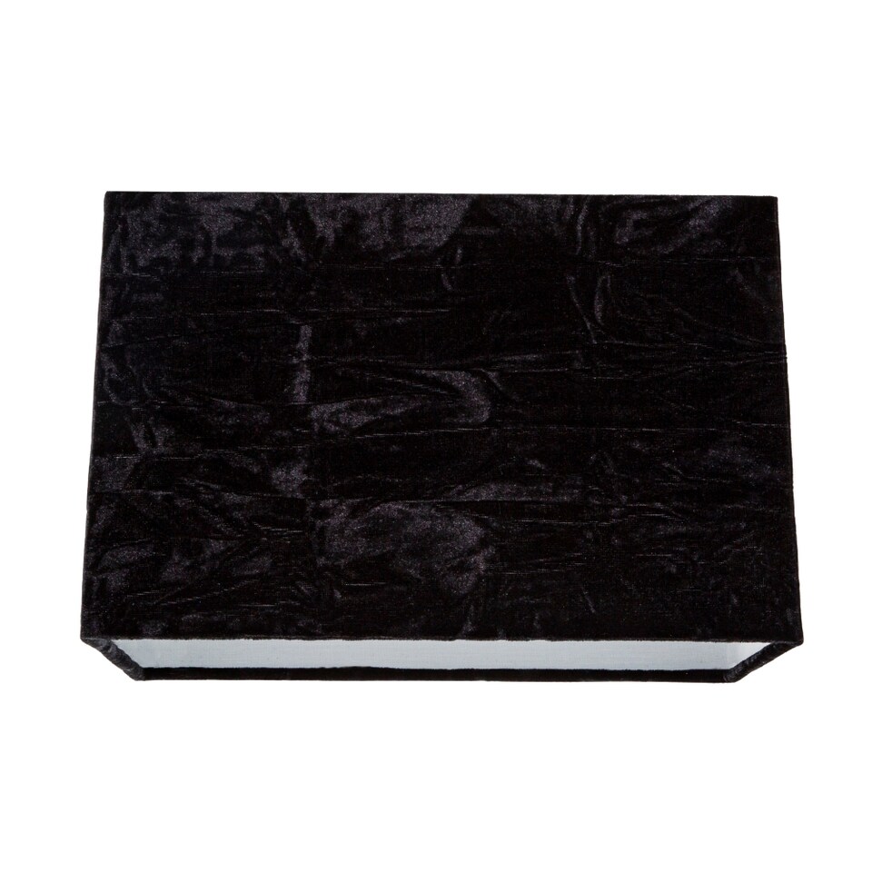 image 1 of Contemporary Designer Jet Black Crushed Velvet Fabric Rectangular Lamp Shade | Black