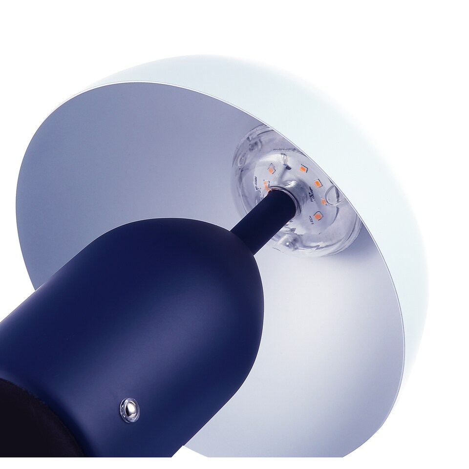 image 1 of Modern Rechargeable Mushroom Table Lamp in Midnight and Nova Blue - Touch Dimmer | Blue