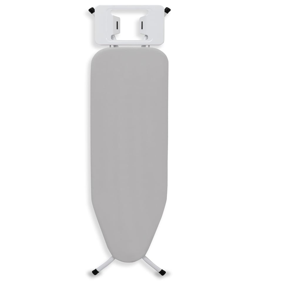 image 1 of Gr8 Home Ironing Board Folding Adjustable Non Slip Feet And Iron Rack Grey White 110x34cm