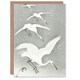image 1 of Ohara Koson Art Card Descending Egrets In Snow Vintage