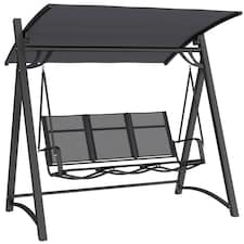 Outsunny 3 Seater Swing Chair, Garden Swing Bench with Adjustable Canopy | Grey | Grey | One Size