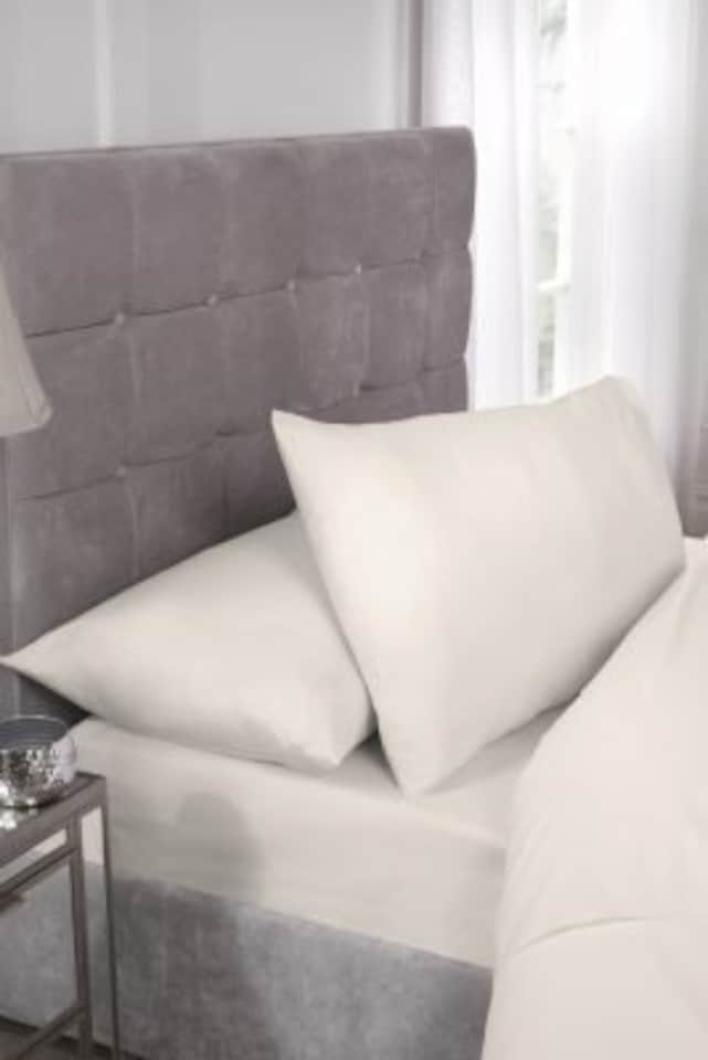 image 1 of Percale Collection 180 Thread Count Percale Extra Deep Fitted Sheet in Cream - Single