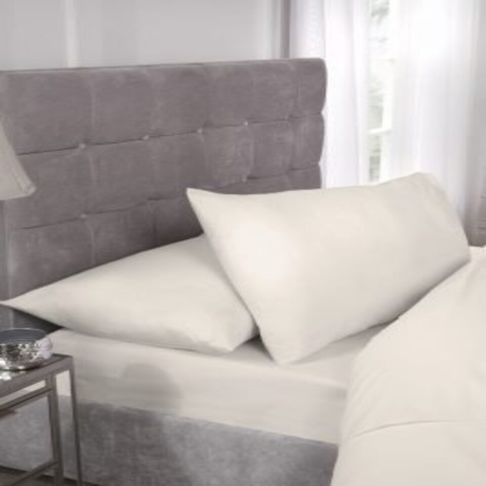 image 1 of Percale Collection 180 Thread Count Percale Extra Deep Fitted Sheet in Cream - Single