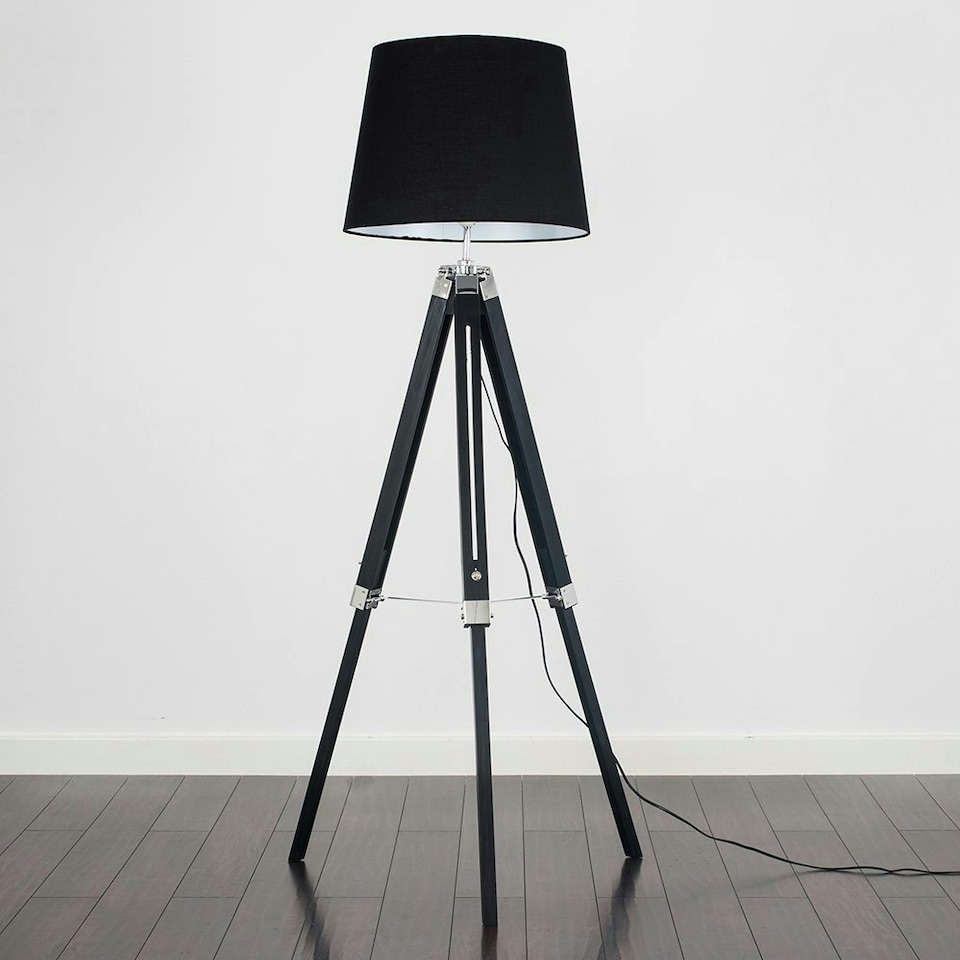 image 1 of ValueLights Clipper Tripod Black Floor Lamp