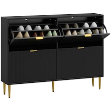 HOMCOM Slim Shoe Storage Cabinet with 4 Flip Drawers for Hallway Black