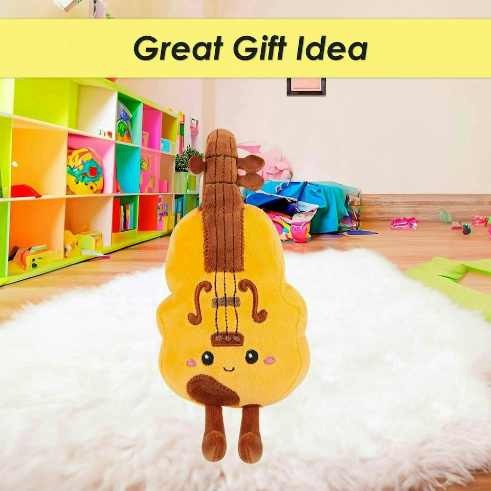 image 1 of Violin Soft Toy Cute Plushie Huggable Cuddly Stuffed Toy 16cm Yellow