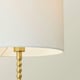 image 2 of ValueLights Maeve White Drum Lamp Shade Brushed Gold Bobbin Bobble Table Lamp and LED Bulb Gold