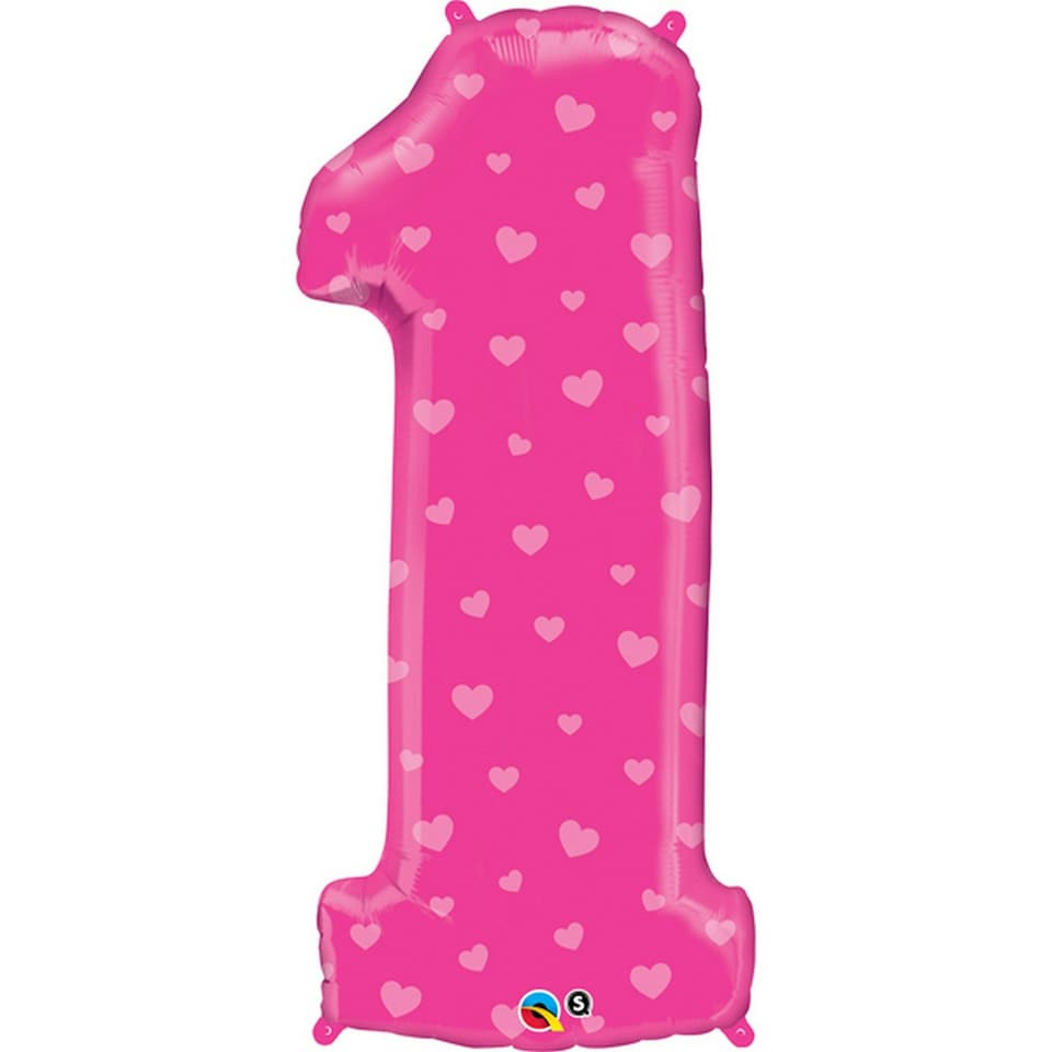 Qualatex 38 Inch Number One Shaped Foil Birthday Balloon - Pink - One Size