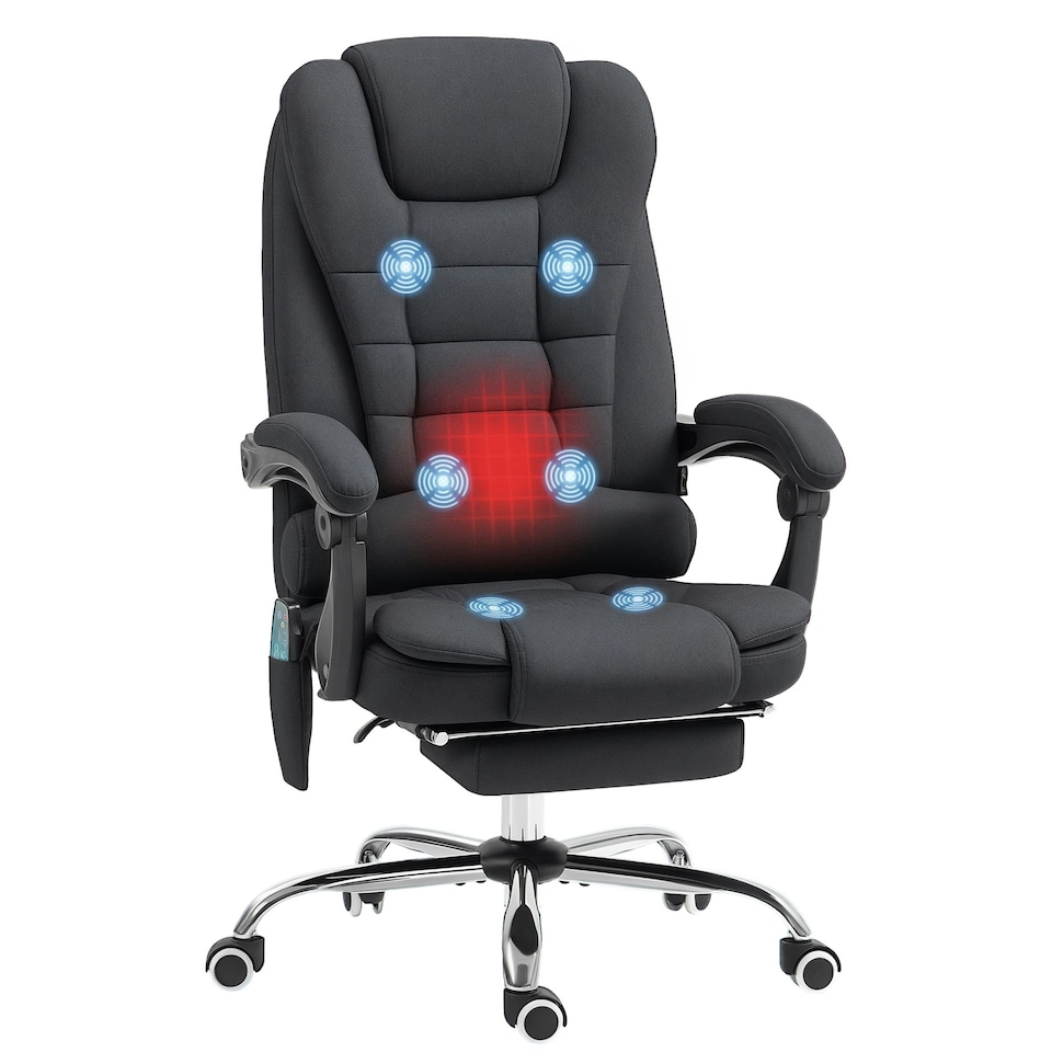 image 1 of Vinsetto Heated Vibration Massage Office Chair with Footrest,Black