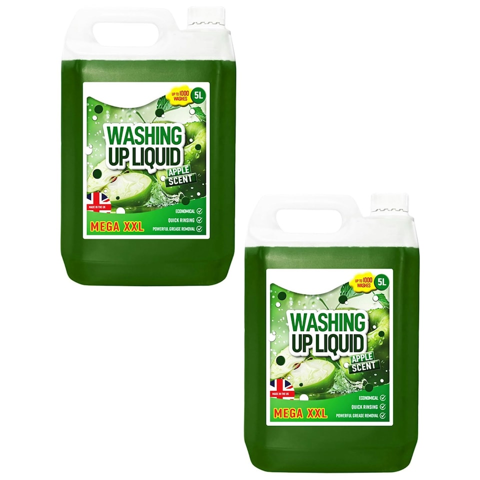 image 1 of 1 x 5 Litre Mega XXL Powerful Washing Up Liquid Apple Scented Dish Detergent