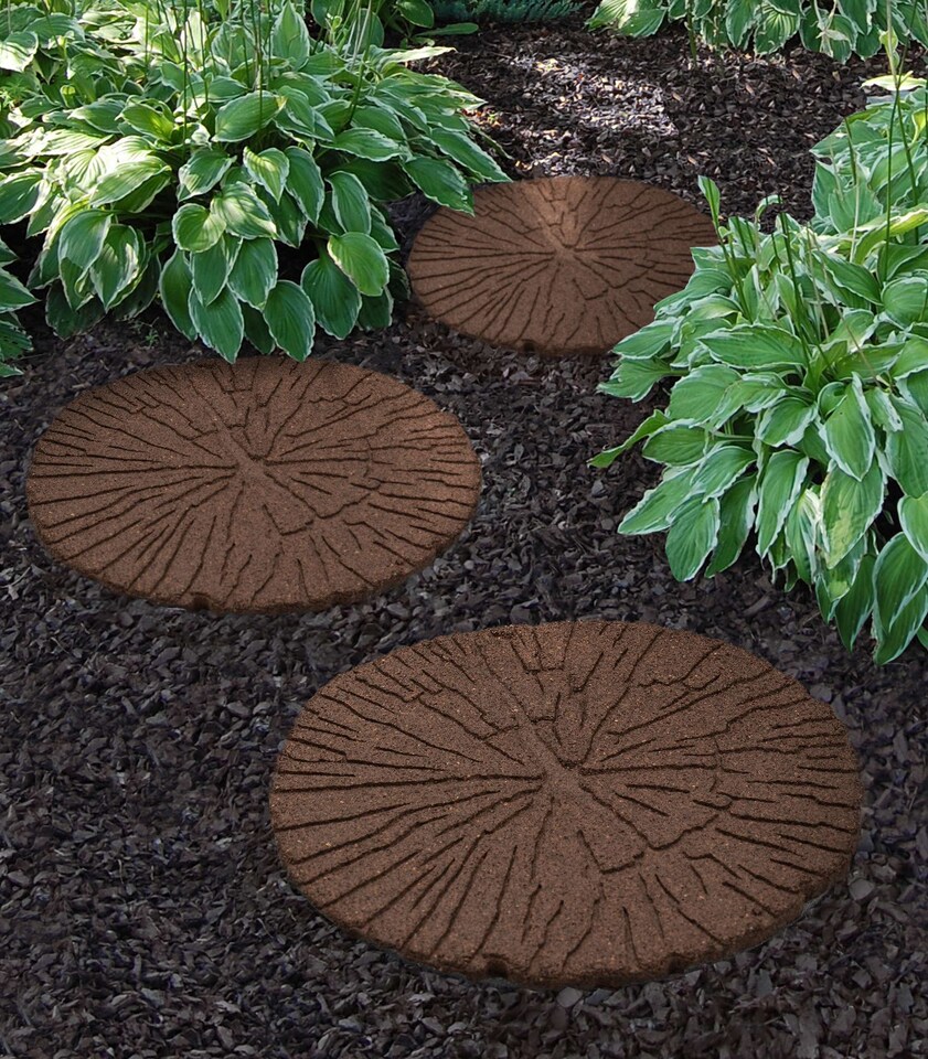 image 1 of Earth brown Single size Cracked log Stepping stone - Pack of 2 | Brown | Bown | Pack of 2
