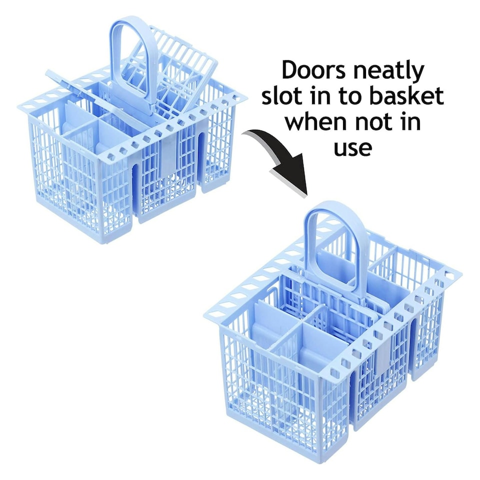 image 1 of SPARES2GO Cutlery Basket Cage for Hisense Dishwasher (Blue, 220 x 208 x 160mm)