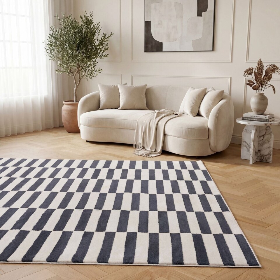 image 1 of The Rugs Loft Collection Striped Living Room Area Floor Rug and Runners Soft Pile