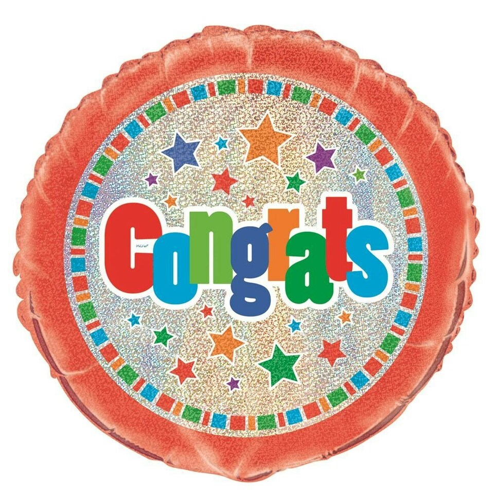 Unique Party Congrats Stars Foil Balloon - Multicoloured - One Size