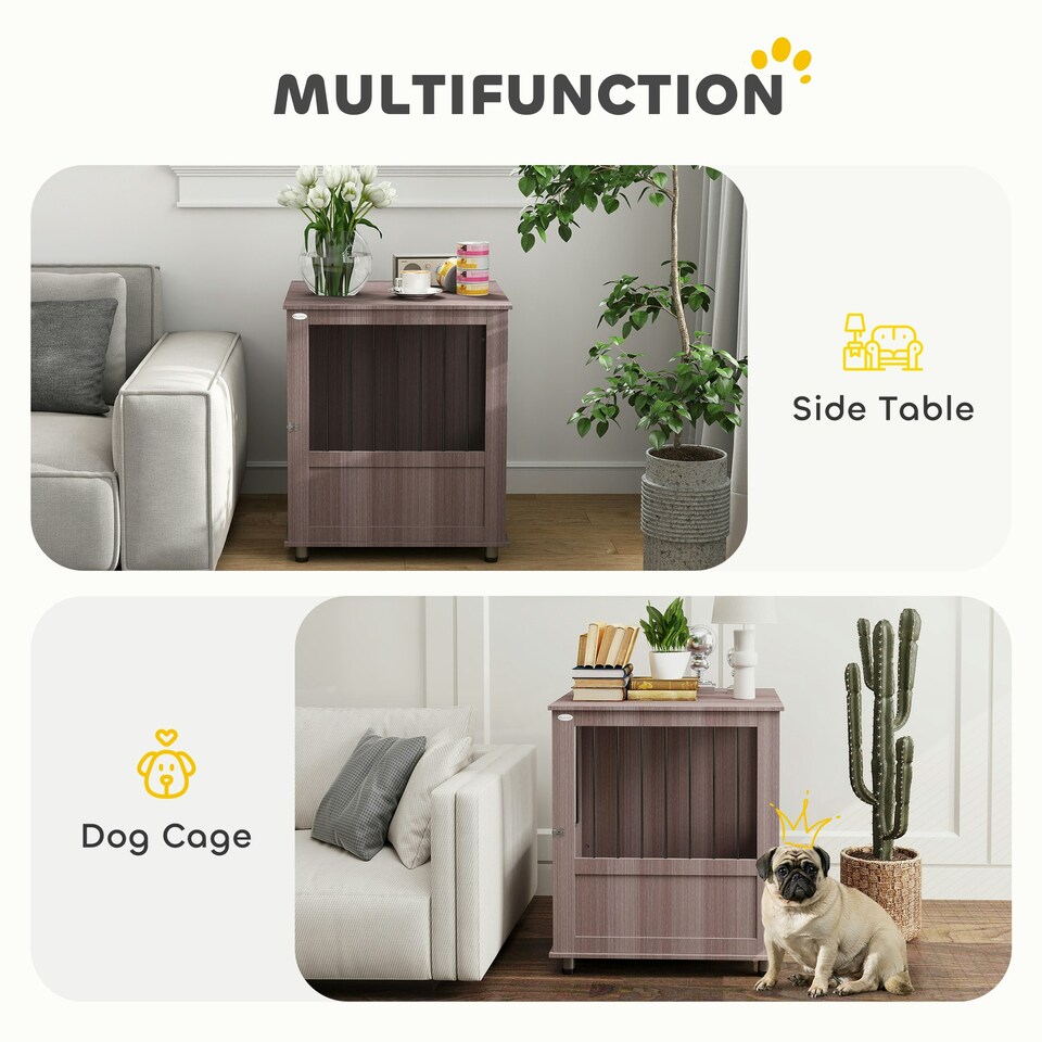 image 1 of PawHut Dog Crate Kennel Cage for Small Dog, Indoor End Table, Purple