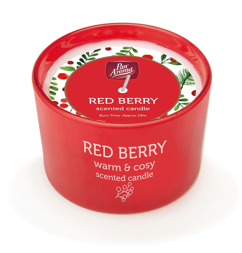 image 1 of Pack of 3 Red Berry Scented Coloured Jar Candles 85G