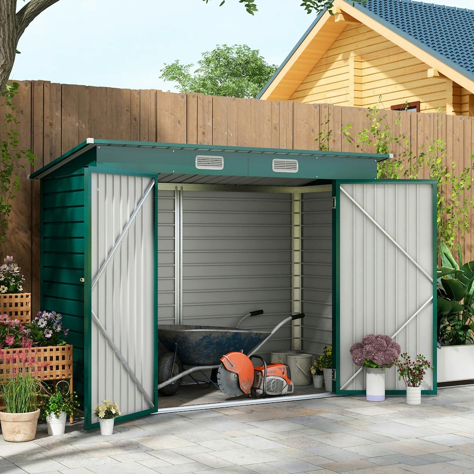 image 1 of Outsunny 8 x 4FT Metal Garden Storage Shed with Double Doors and Vents