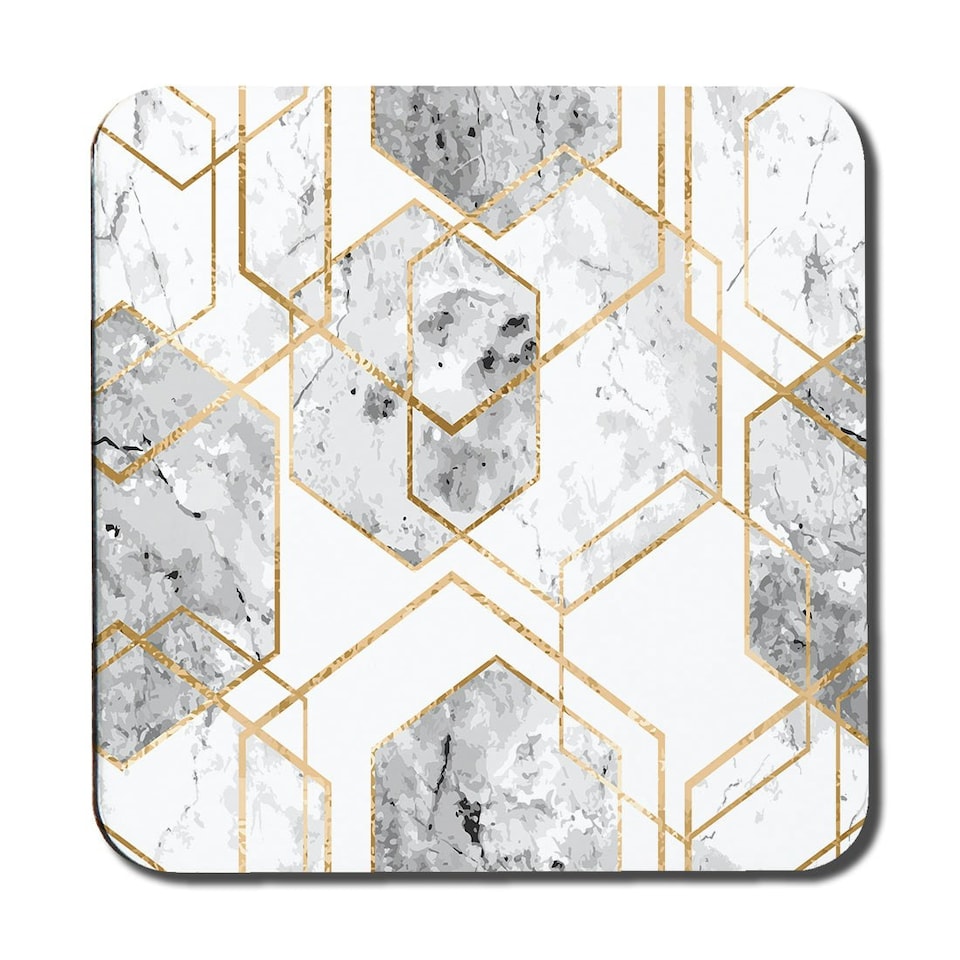 image 1 of geometric marble pattern with gold glitter (Coaster)