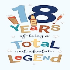 Words 'n' Wishes Traditional Mens 18th Milestone Birthday Card, Age 18 Total Legend, Multi-coloured, 230 x 160mm