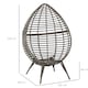 image 5 of Outsunny Garden Egg Chair, Teardrop Outdoor PE Rattan Chair with Full-body Soft Padded Cushion, Mixed Grey