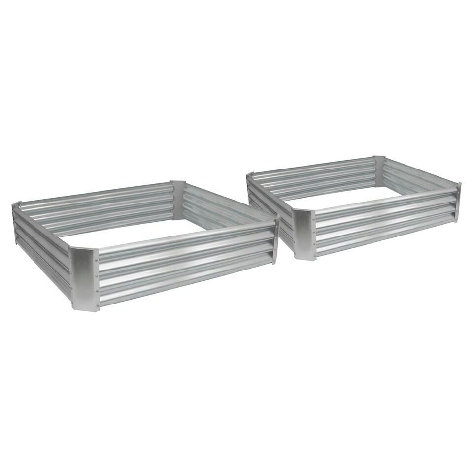 image 1 of Harbour Housewares Square Galvanised Steel Raised Garden Beds - 120cm x 120cm - Silver - Pack of 2 Silver