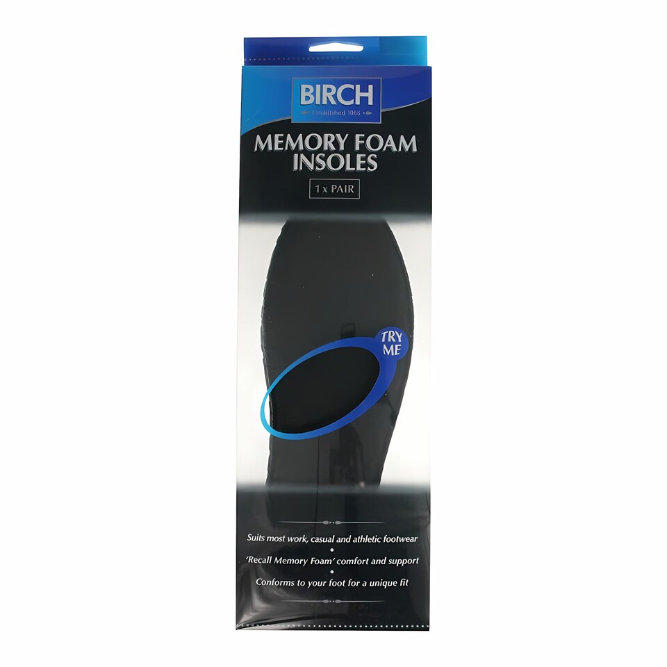 image 1 of BIRCH Ladies Memory Foam Insoles - Moulding Support Inserts