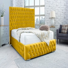 Bello Plush Single Bed Frame - Mustard Gold