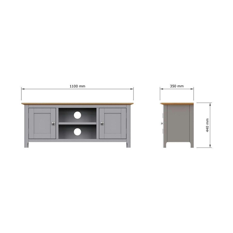 image 1 of Taberno Oak 2 Door TV Unit Dove Grey Grey