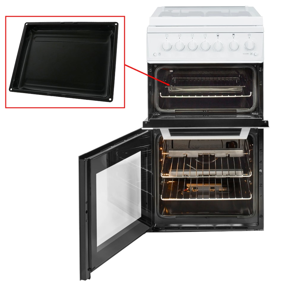 image 1 of SPARES2GO Small Baking Roasting Tray Grill Pan for Oven Cooker (355mm x 280mm)