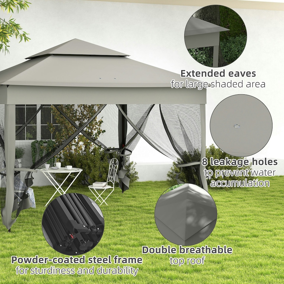 image 1 of Outsunny Garden Folding Tent Heavy Duty Pop Up Gazebo for Party Dark Grey