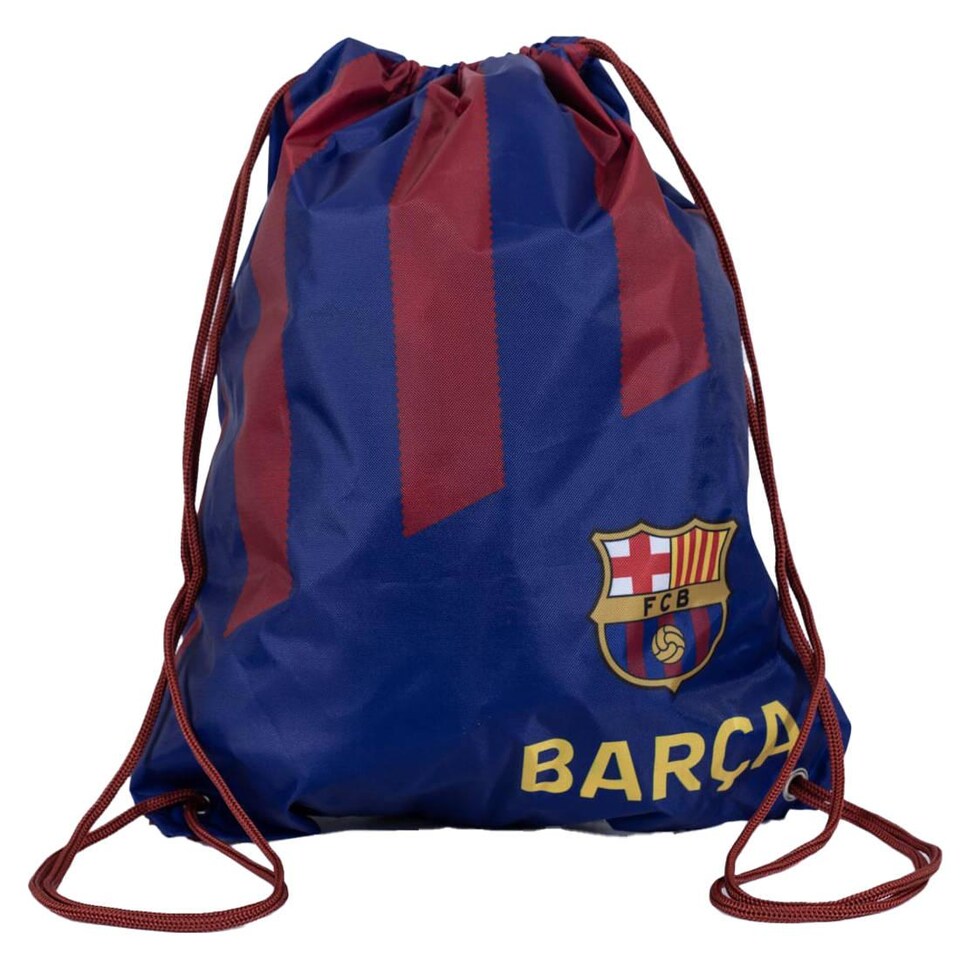 image 1 of FC Barcelona Stripe Drawstring Bag | Red | Burgundy/Blue/Gold | 1