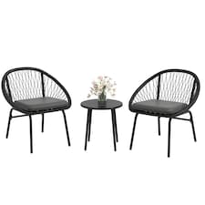 Outsunny 3 Piece Garden Furniture Set, Bistro Set withChairs&1 Table