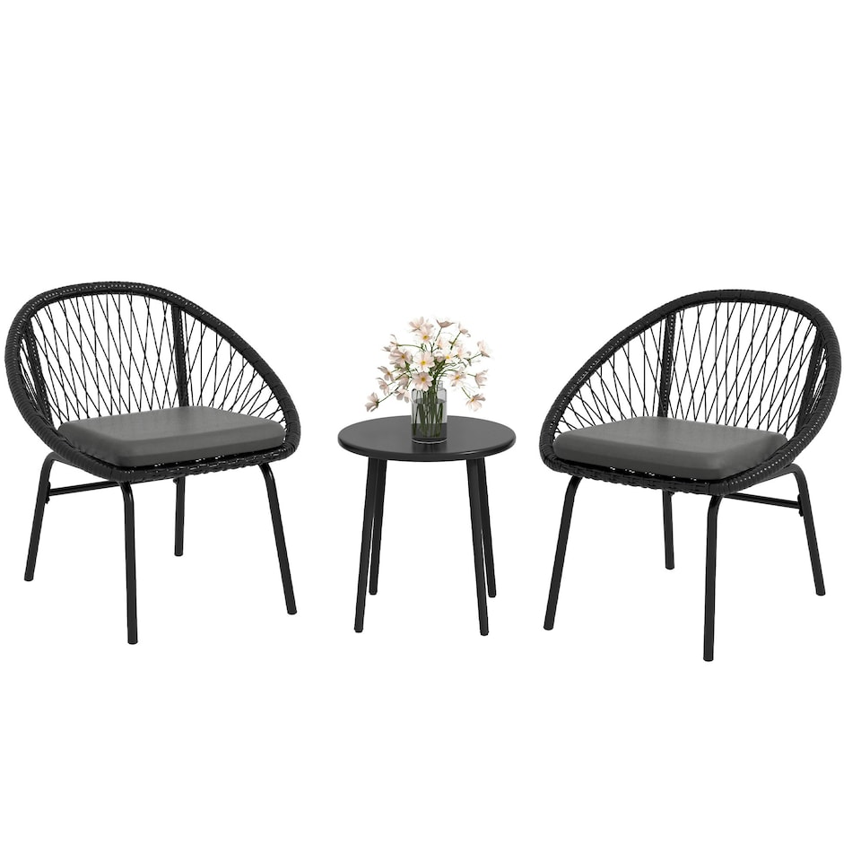 image 1 of Outsunny 3 Piece Garden Furniture Set, Bistro Set withChairs&1 Table