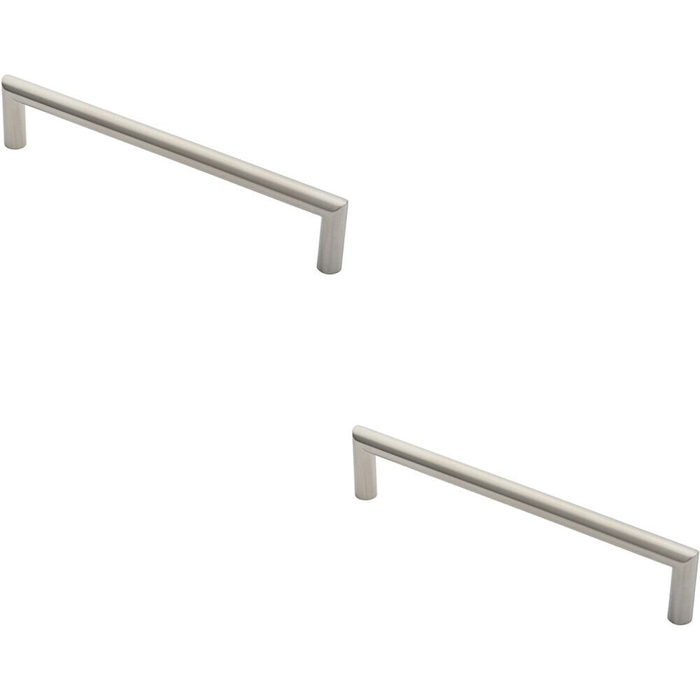 Loops 2x 19mm Mitred Pull Door Handle 300mm Fixing Centres Satin Stainless Steel in Metallics