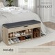 image 5 of Shoe Rack Natalya - 4 storage spaces, bench seat cushion, for 9 pairs of shoes | Brown | Wood light, oak Sonoma | 104 x 30 x 49 cm | 1