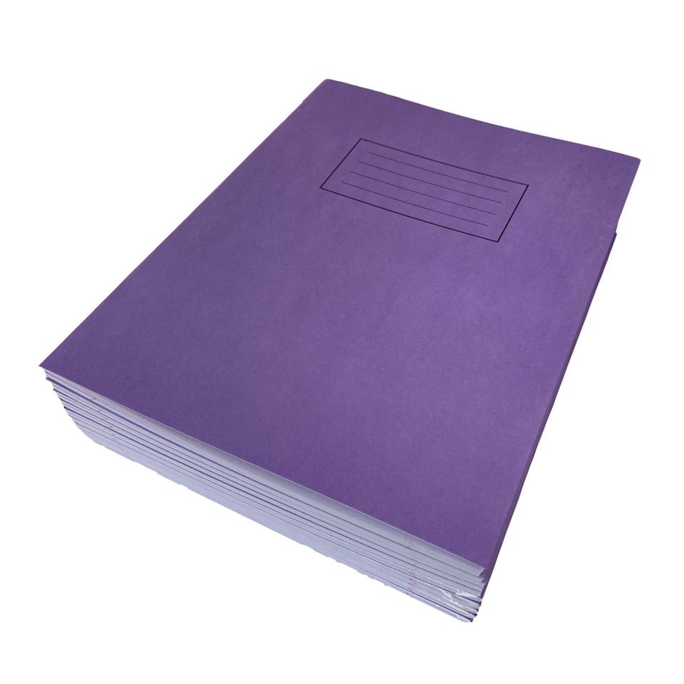 image 1 of Pack of 10 Janrax 9x7" Purple 80 Pages Feint and Ruled Exercise Books