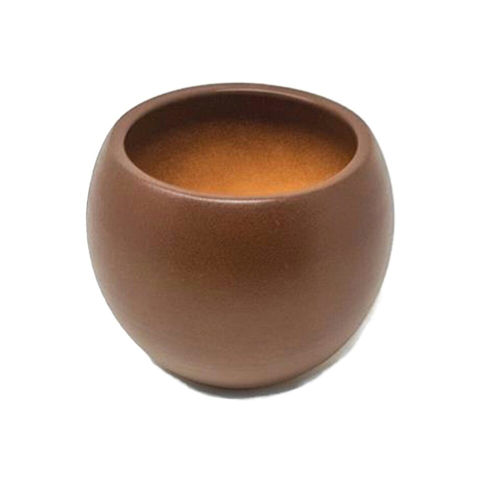 image 1 of Verano Spanish Ceramics Epoxi Round Rust Textured Plant Pot - Set of 2 x 24cm Brown