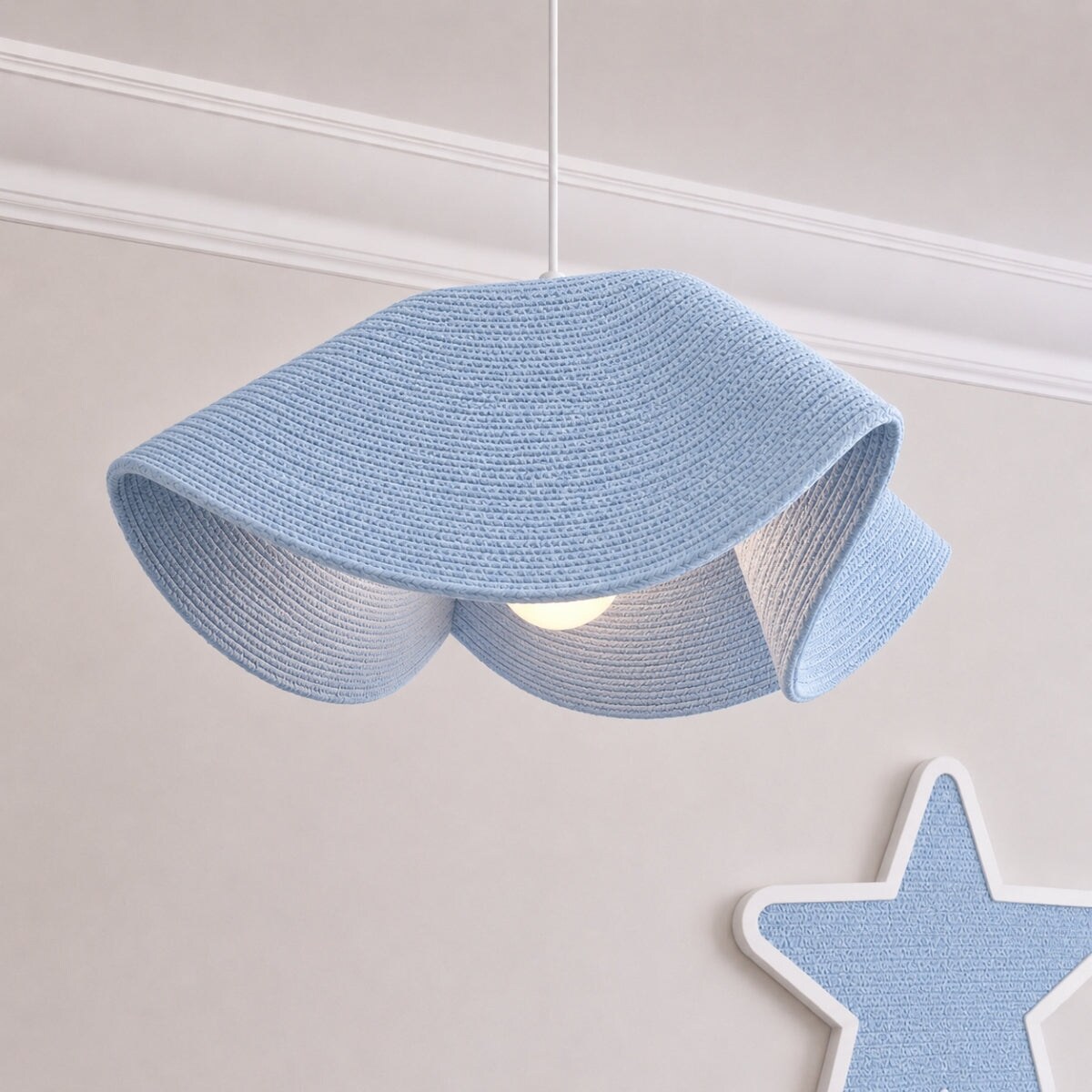 CGC Lighting Flora 78cm Baby Blue Large Floppy Fabric Lampshade