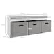 image 5 of HOMCOM Shoe Bench with 3 Fabric Baskets, Shoe Storage Bench with Seat Cushion, Shoe Cabinet for Entryway, Hallway, Living Room, Bedroom, White | White | White