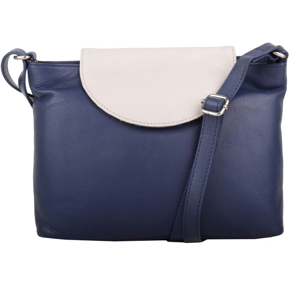 image 1 of Multi-Colour Genuine Leather Cross Body / Shoulder Bag Blue | Navy/White