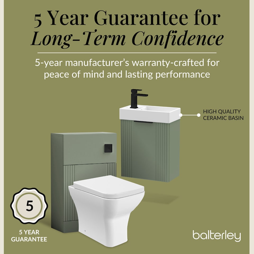 image 1 of Balterley Cloakroom Suite - Wall Hung Basin Unit, Toilet & Tap | Green | Satin Green | 438 x 400 x 222mm