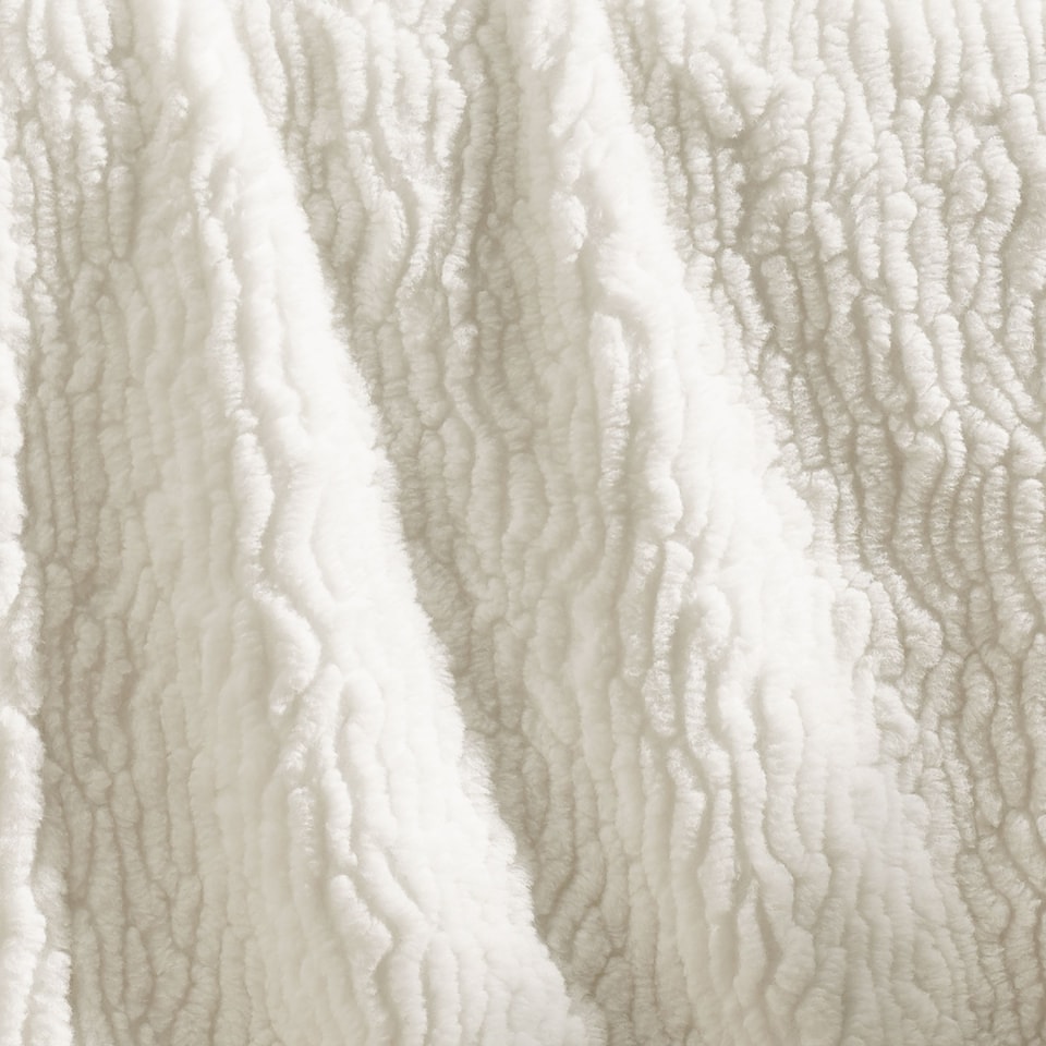 image 1 of Catherine Lansfield Textured Wave Faux Fur Blanket Throw
