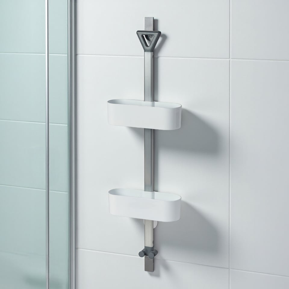 image 1 of Showerdrape Elements White 2 Tier Basket Hanging Shower Caddy | White | 1
