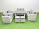 image 1 of Fimous 7 Pieces Outdoor PE Rattan Sofa Reclining Chair Set Patio Garden Furniture Sets with Cushions 2 Small Stools Light Grey